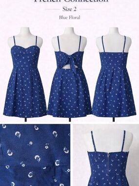 French Connection Navy Blue Floral Tie-Back Sundress for Kids